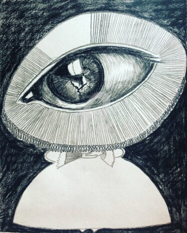 Zeichnungen mit dem Titel "The Eye Queen (2nd…" von Elodie M. Richard, Original-Kunstwerk, Kohle