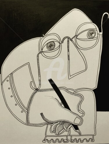 Dibujo titulada "The Writer" por Elodie M. Richard, Obra de arte original, Tinta