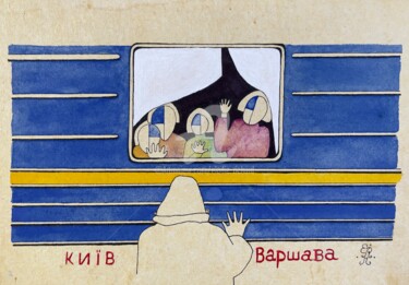 Ζωγραφική με τίτλο "Kiev Warsaw (origin…" από Elodie M. Richard, Αυθεντικά έργα τέχνης, Μελάνι