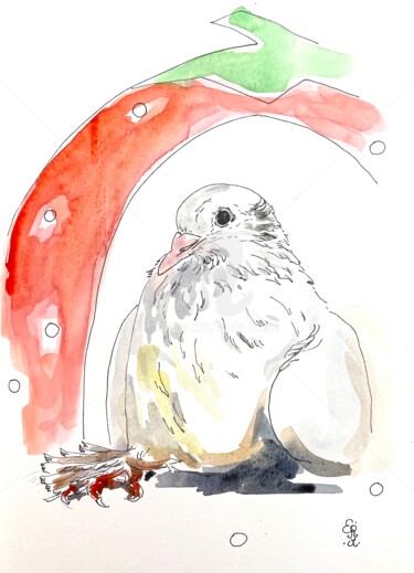 Malerei mit dem Titel "Ringo, 3 (Original)" von Elodie M. Richard, Original-Kunstwerk, Aquarell