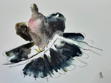 Painting titled "Rescued Band Tailed…" by Elodie M. Richard, Original Artwork, Watercolor