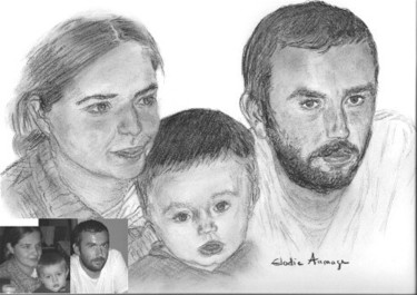 Drawing titled "Petite famille" by Elodie Aumage, Original Artwork, Other