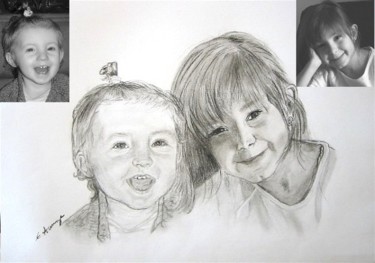 Drawing titled "Deux soeurs" by Elodie Aumage, Original Artwork, Other