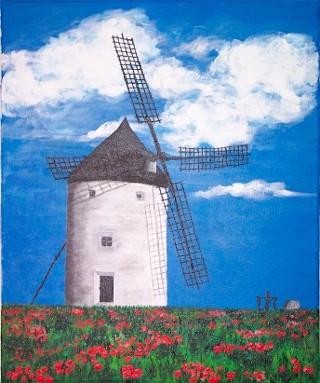 Peinture intitulée "Le moulin" par Elodie Aumage, Œuvre d'art originale