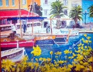 Peinture intitulée "Port de Sanary" par Elodie Aumage, Œuvre d'art originale, Huile