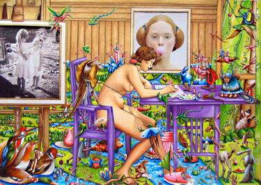 Картина под названием "L'Atelier" - Elodie Barre, Подлинное произведение искусства, Акрил