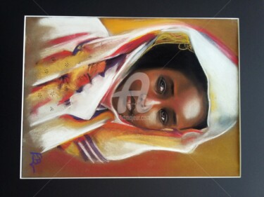 Dessin intitulée "visage d'ange" par Elodie Bougon, Œuvre d'art originale, Pastel