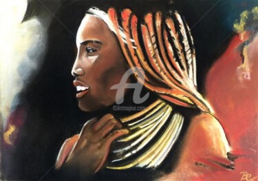 Dessin intitulée "femme himba" par Elodie Bougon, Œuvre d'art originale, Pastel