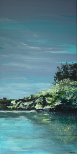 Au fil de l'eau Peinture intitulée "Au fil de l'eau" par Elodie Jammes, Œuvre d'art originale, Acrylique