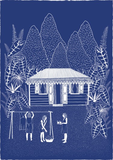 Druckgrafik mit dem Titel "Case" von Elodie Teyssier, Original-Kunstwerk, Siebdruck