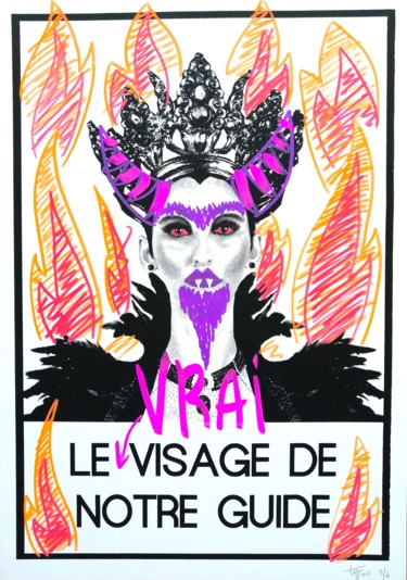 Printmaking titled "Le VRAI Visage" by Elodie Teyssier, Original Artwork, Screenprinting