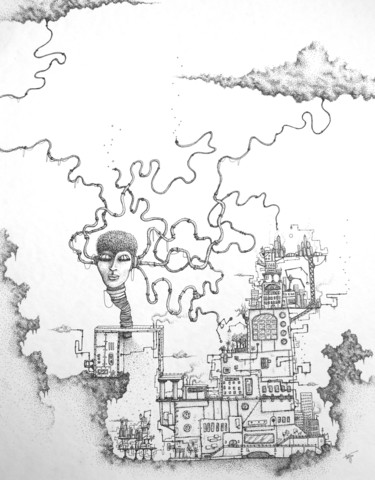 Sons:inspiration Dessin intitulée "Sons:inspiration" par Elodie Teyssier, Œuvre d'art originale, Encre