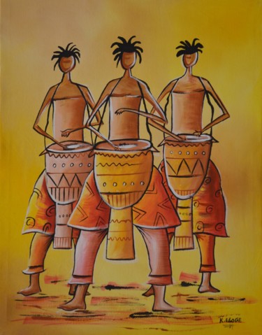 Peinture intitulée "Djembé folaye" par Eloge Kamassa, Œuvre d'art originale, Acrylique
