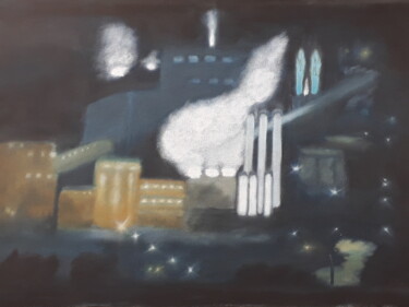 Pintura intitulada "Trabalho noturno" por Eloisio Valadao, Obras de arte originais, Óleo
