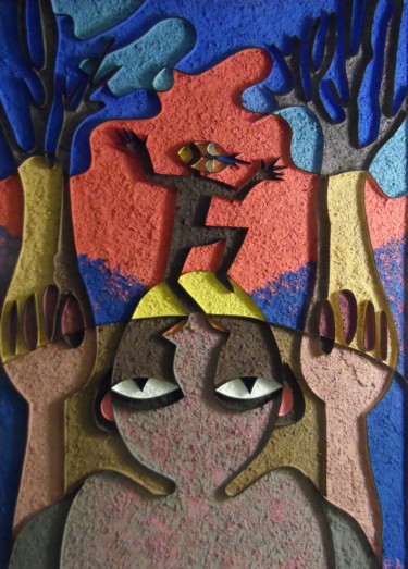 Schilderij getiteld "Внутренний мир / Le…" door Elena Anisimova, Origineel Kunstwerk, Acryl Gemonteerd op Plexiglas
