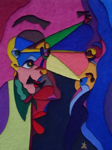 Malerei mit dem Titel "Мысли / Les pensées" von Elena Anisimova, Original-Kunstwerk, Acryl