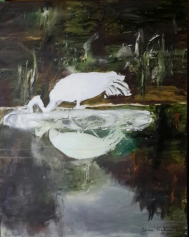 Peinture intitulée "The Pond" par Elria Trahms, Œuvre d'art originale, Huile