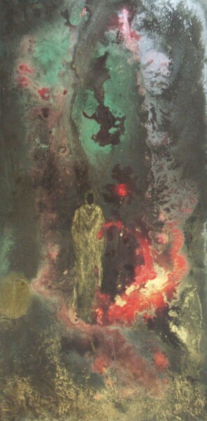 Malarstwo zatytułowany „AGARTHA” autorstwa Elric Miault, Oryginalna praca, Pigmenty Zamontowany na Drewniana rama noszy