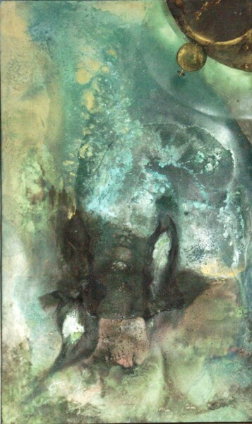 Painting titled "SATOR" by Elric Miault, Original Artwork, Oil Mounted on Wood Stretcher frame