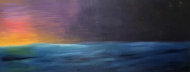 Pittura intitolato "Violet Sunset seasc…" da Els Devrieze, Opera d'arte originale, Acrilico
