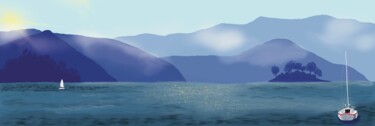 Digital Arts titled "Como lake" by Els Devrieze, Original Artwork, Digital Painting