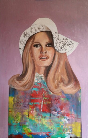Schilderij getiteld "Brigitte Bardot" door Els Driesen, Origineel Kunstwerk, Acryl