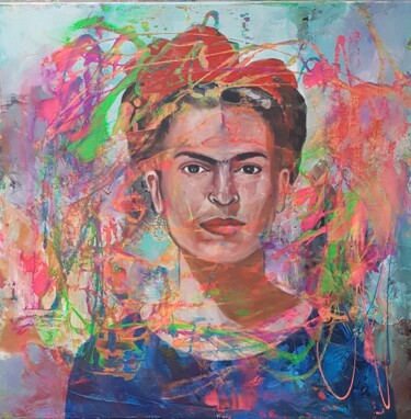 Painting titled "Frida kahlo" by Els Driesen, Original Artwork, Acrylic