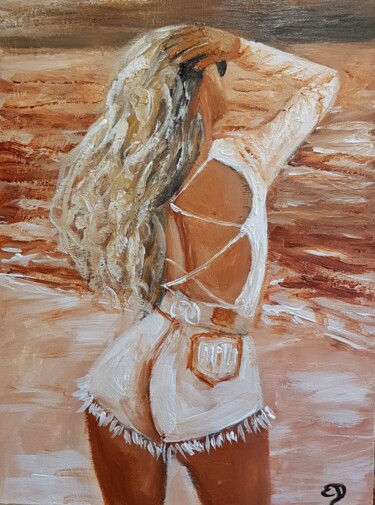 Painting titled "Vrouw met zonnebril" by Els Driesen, Original Artwork, Acrylic