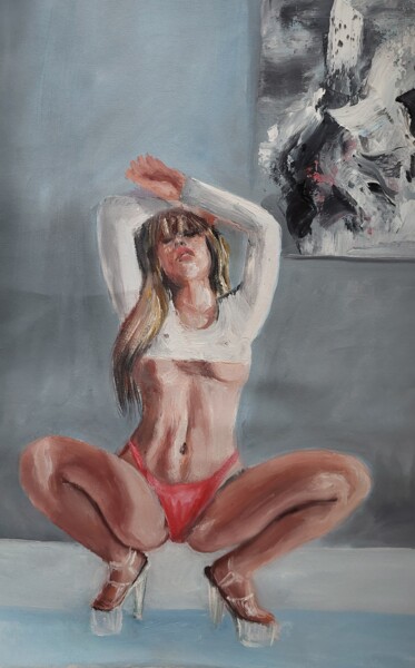 Schilderij getiteld "Erotic dance" door Els Driesen, Origineel Kunstwerk, Olie