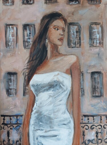 Pittura intitolato "Strapless dress" da Els Driesen, Opera d'arte originale, Acrilico