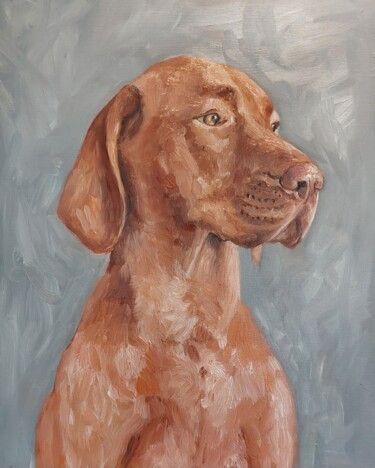 Painting titled "Vizsla" by Els Driesen, Original Artwork, Oil