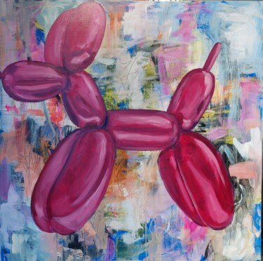 Картина под названием "Ballon hond" - Els Driesen, Подлинное произведение искусства, Масло