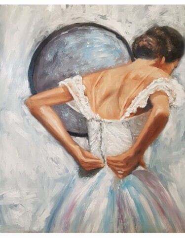 Schilderij getiteld "Ballerina dressroom" door Els Driesen, Origineel Kunstwerk, Olie