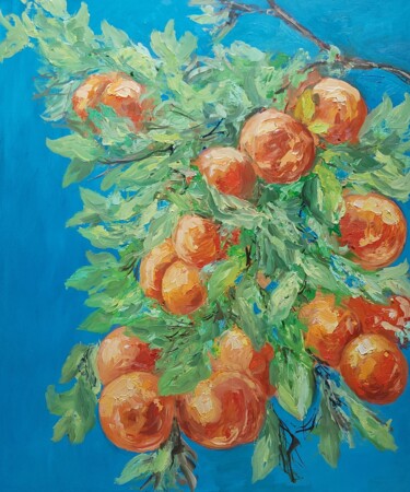Pintura intitulada "Orangetree" por Els Driesen, Obras de arte originais, Óleo Montado em Painel de madeira