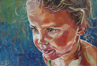 Malerei mit dem Titel "anna-portret-op-bes…" von Els Knockaert, Original-Kunstwerk