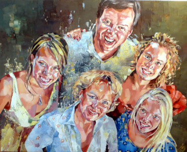 Painting titled "familieportret-olie…" by Els Knockaert, Original Artwork