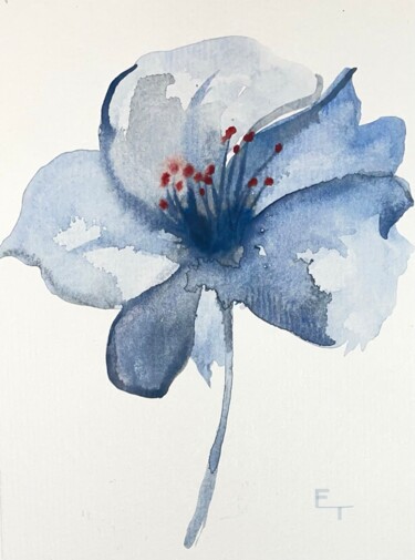 Painting titled "9 blauw" by Els Thijs, Original Artwork, Watercolor
