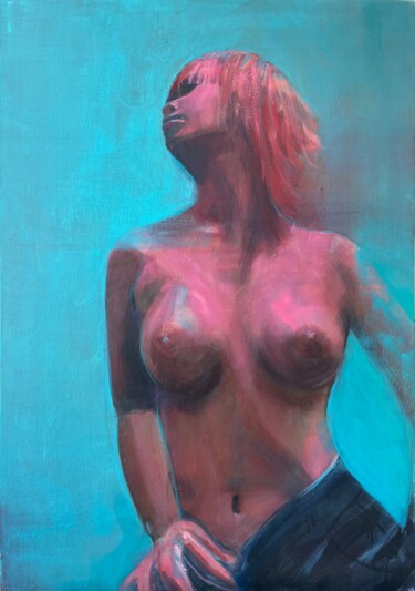 Painting titled "Roxanne" by Els Thijs, Original Artwork, Oil Mounted on Wood Stretcher frame