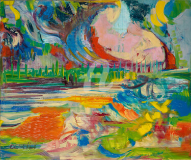 Картина под названием "Lac" - Elsa Caselli, Подлинное произведение искусства, Масло