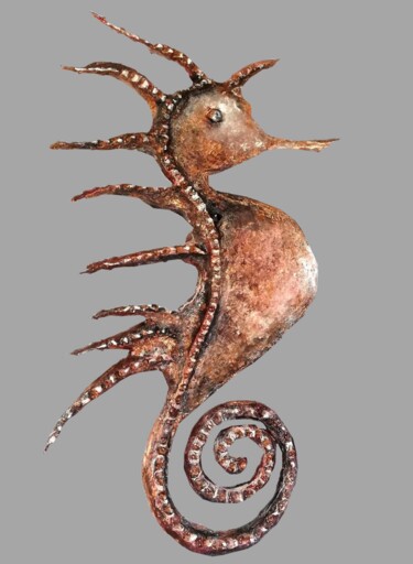 Sculpture intitulée "Hippocampe le grand" par Elsa Mrugalski, Œuvre d'art originale, Acrylique