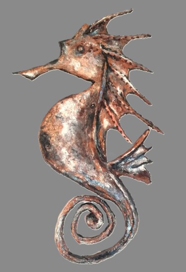 Скульптура под названием "Petit hippocampe" - Elsa Mrugalski, Подлинное произведение искусства, Акрил