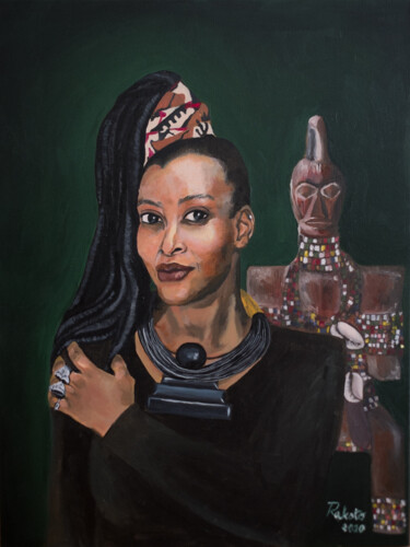 Картина под названием "Léonora Miano" - Elsa Rakoto, Подлинное произведение искусства, Масло
