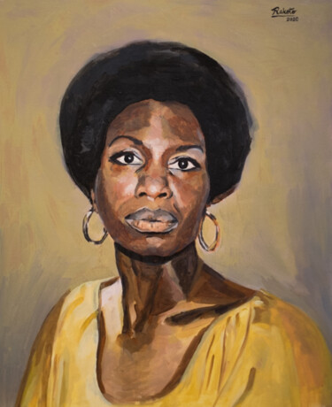 Pintura intitulada "Portrait de Nina Si…" por Elsa Rakoto, Obras de arte originais, Óleo