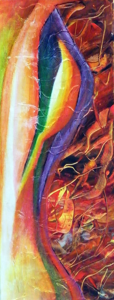 Peinture intitulée "danse des flames" par Elsa Keumurian, Œuvre d'art originale, Acrylique