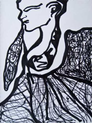 Dibujo titulada "Saliendo de ahi" por Elsa Lores, Obra de arte original