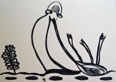 Dibujo titulada "Escupitajo/ Sputare" por Elsa Lores, Obra de arte original