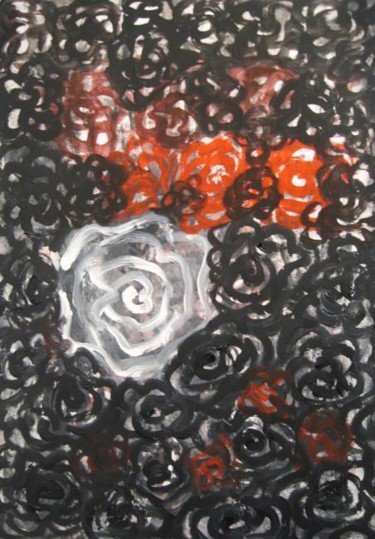 Pintura titulada "Flores Negras / Fio…" por Elsa Lores, Obra de arte original