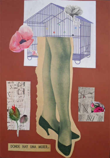 Collages titulada "Mujer..." por Elsa Lores, Obra de arte original