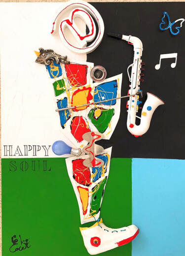 Painting titled "SAXOU" by Else, Original Artwork, Stained glass painting