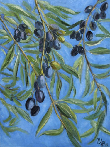 Painting titled "Olive branch" by Elena Ushanova, Original Artwork, Oil Mounted on Wood Panel